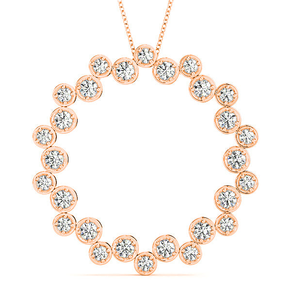 1.00 ctw Diamond Circle Necklace Pendant-in 14K/18K White, Yellow, Rose Gold and Platinum - Christmas Jewelry Gift -VIRABYANI