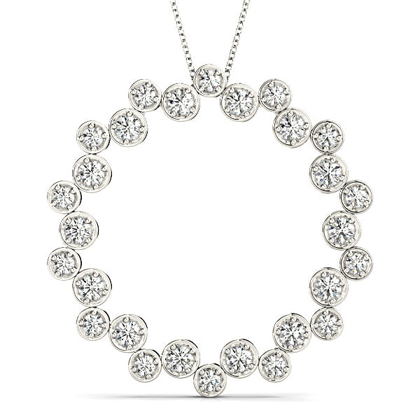 1.00 ctw Diamond Circle Necklace Pendant-in 14K/18K White, Yellow, Rose Gold and Platinum - Christmas Jewelry Gift -VIRABYANI