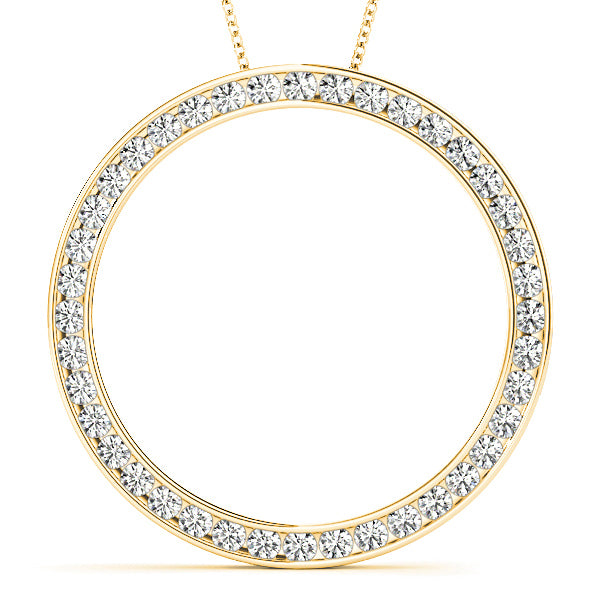 0.80 ctw Diamond Circle Channel Set Necklace Pendant-in 14K/18K White, Yellow, Rose Gold and Platinum - Christmas Jewelry Gift -VIRABYANI