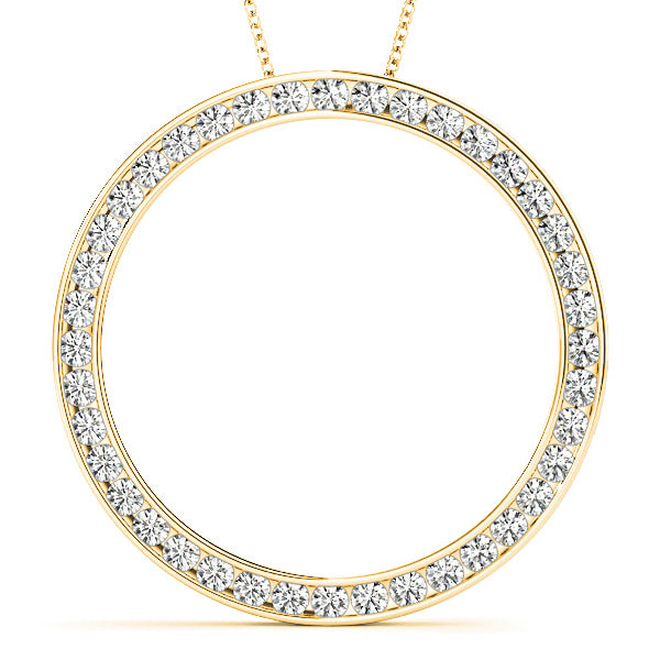 0.80 ctw Diamond Circle Channel Set Necklace Pendant-VIRABYANI