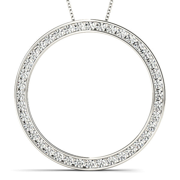 0.80 ctw Diamond Circle Channel Set Necklace Pendant-in 14K/18K White, Yellow, Rose Gold and Platinum - Christmas Jewelry Gift -VIRABYANI