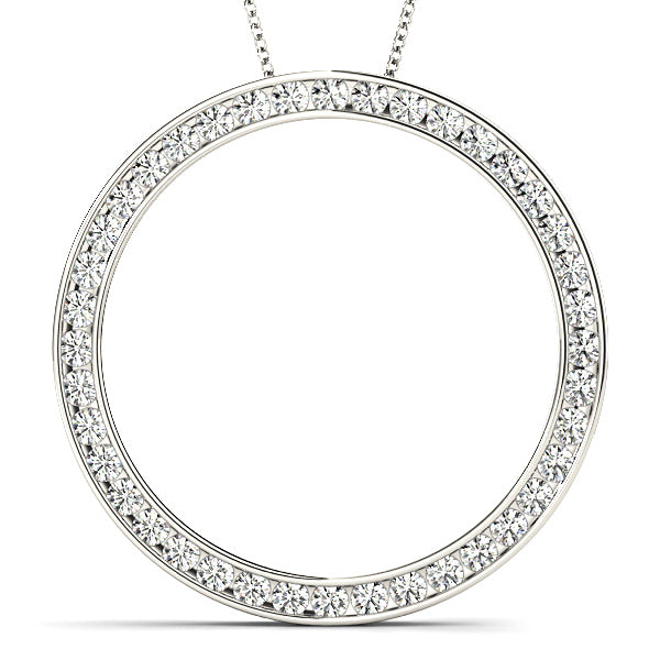 0.80 ctw Diamond Circle Channel Set Necklace Pendant-VIRABYANI