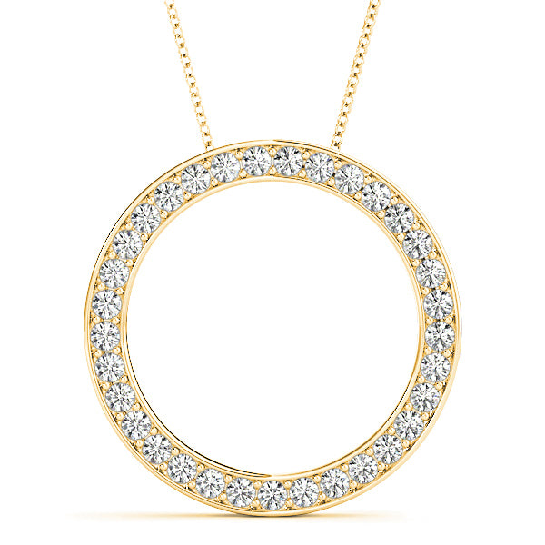 1.00 ctw Diamond Circle Necklace Pendant Pave in Channel Set-VIRABYANI
