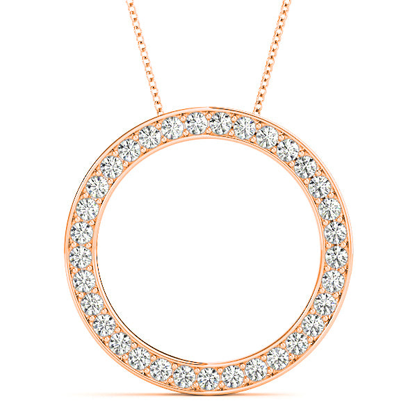 1.00 ctw Diamond Circle Necklace Pendant Pave in Channel Set-VIRABYANI