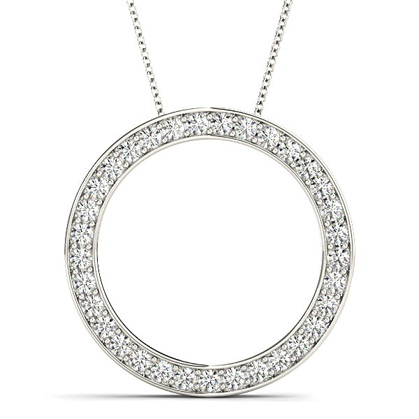 1.00 ctw Diamond Circle Necklace Pendant Pave in Channel Set-VIRABYANI