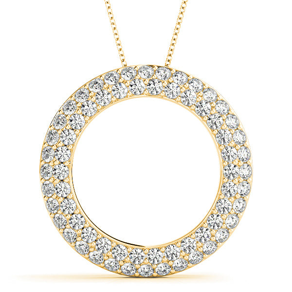1.00 ctw Diamond Double Row Pave Circle Necklace Pendant-VIRABYANI