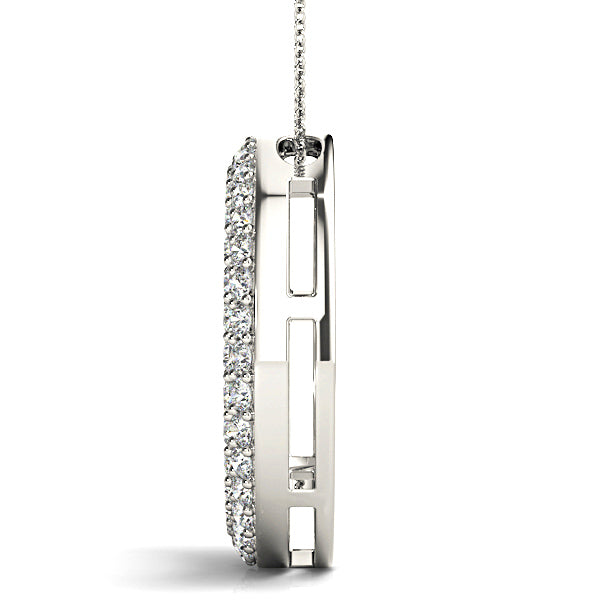 1.00 ctw Diamond Double Row Pave Circle Necklace Pendant-VIRABYANI