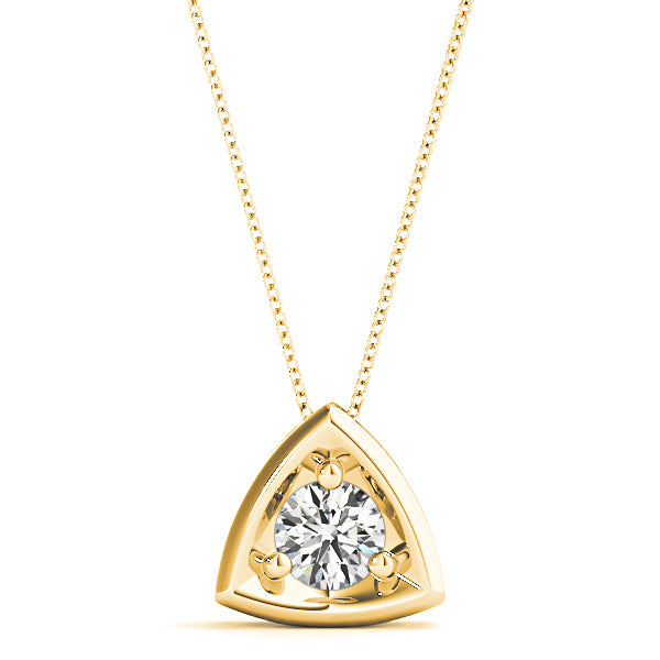 Three Prong Round Diamond Solitaire Necklace Pendant-VIRABYANI