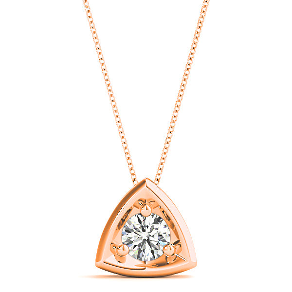 Three Prong Round Diamond Solitaire Necklace Pendant-VIRABYANI