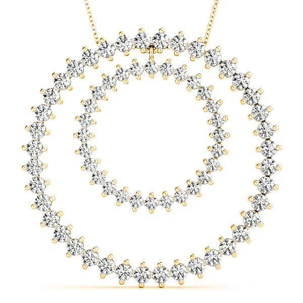2.17 ctw Diamond Double Circle Necklace Pendant-in 14K/18K White, Yellow, Rose Gold and Platinum - Christmas Jewelry Gift -VIRABYANI
