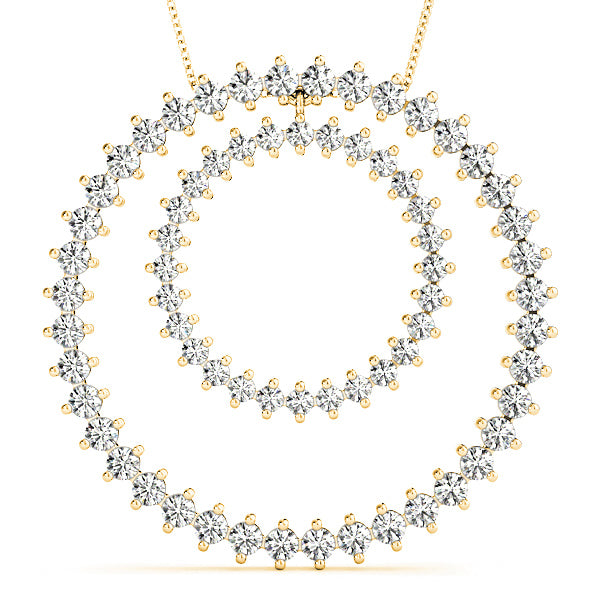 2.17 ctw Diamond Double Circle Necklace Pendant-VIRABYANI
