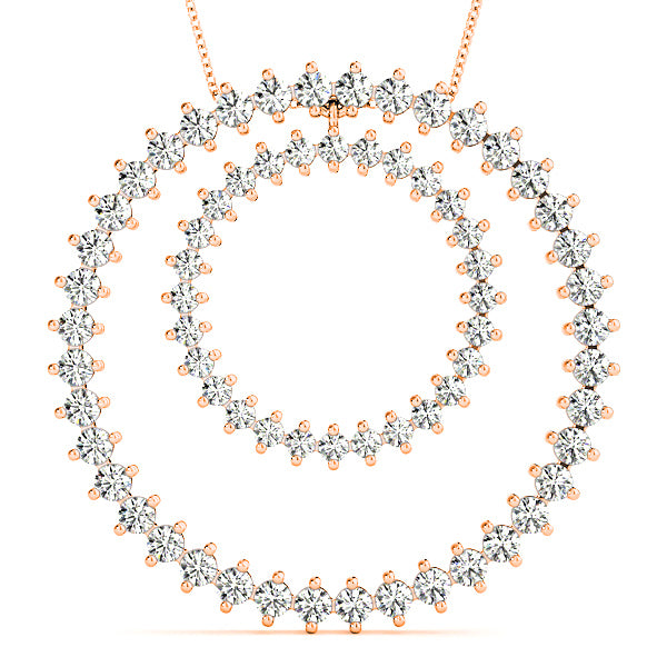 2.17 ctw Diamond Double Circle Necklace Pendant-VIRABYANI