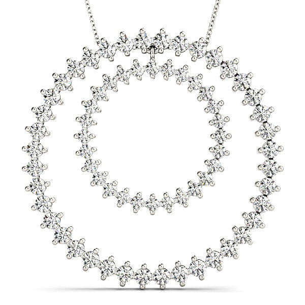 2.17 ctw Diamond Double Circle Necklace Pendant-VIRABYANI