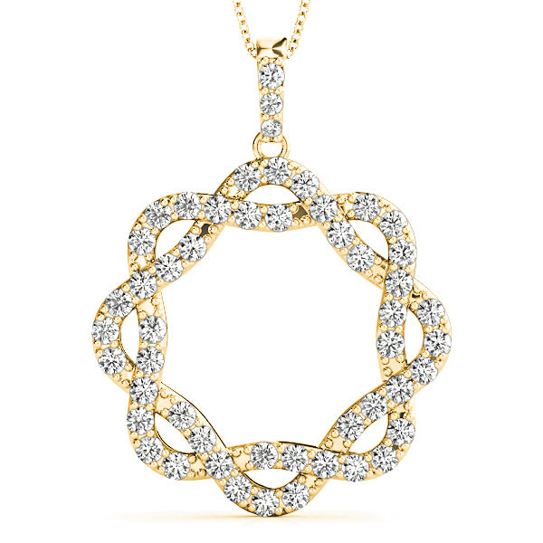 1.00 ctw Diamond Criss Cross Infinity Circle Necklace Pendant-VIRABYANI