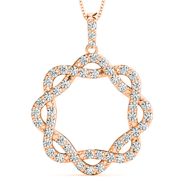 1.00 ctw Diamond Criss Cross Infinity Circle Necklace Pendant-VIRABYANI