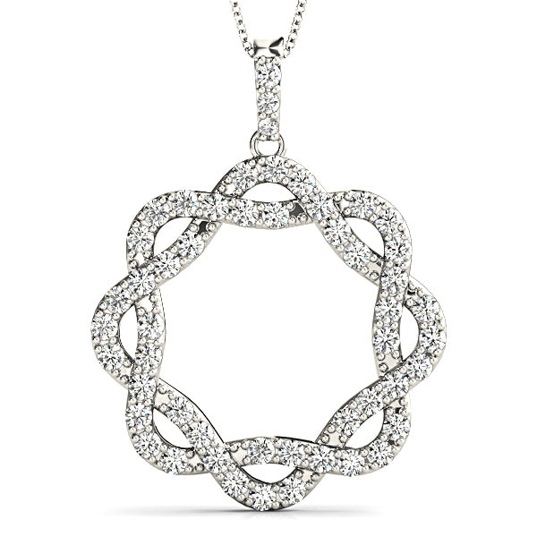1.00 ctw Diamond Criss Cross Infinity Circle Necklace Pendant-VIRABYANI