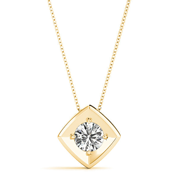 Eagle Prong Round Diamond Solitaire Necklace Pendant-in 14K/18K White, Yellow, Rose Gold and Platinum - Christmas Jewelry Gift -VIRABYANI
