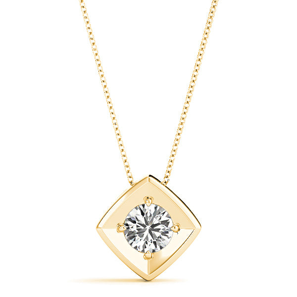 Eagle Prong Round Diamond Solitaire Necklace Pendant-VIRABYANI
