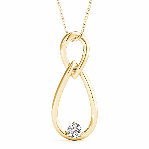 Tear Knot Round Diamond Solitaire Necklace Pendant-VIRABYANI