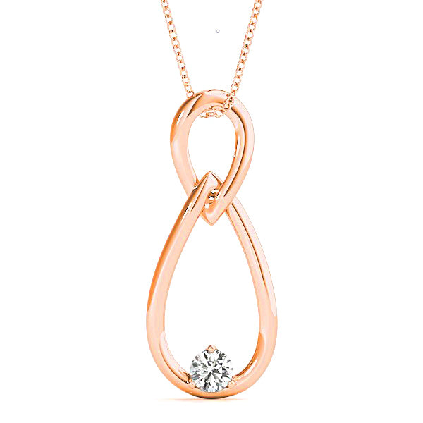 Tear Knot Round Diamond Solitaire Necklace Pendant-VIRABYANI