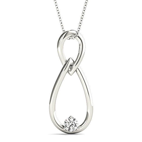 Tear Knot Round Diamond Solitaire Necklace Pendant-in 14K/18K White, Yellow, Rose Gold and Platinum - Christmas Jewelry Gift -VIRABYANI
