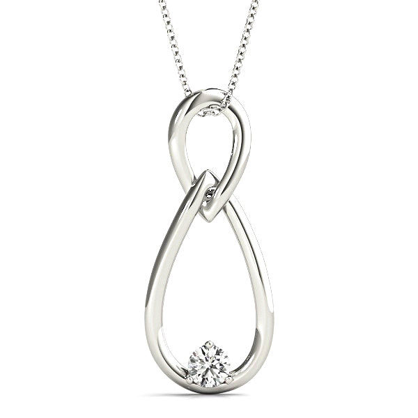Tear Knot Round Diamond Solitaire Necklace Pendant-VIRABYANI