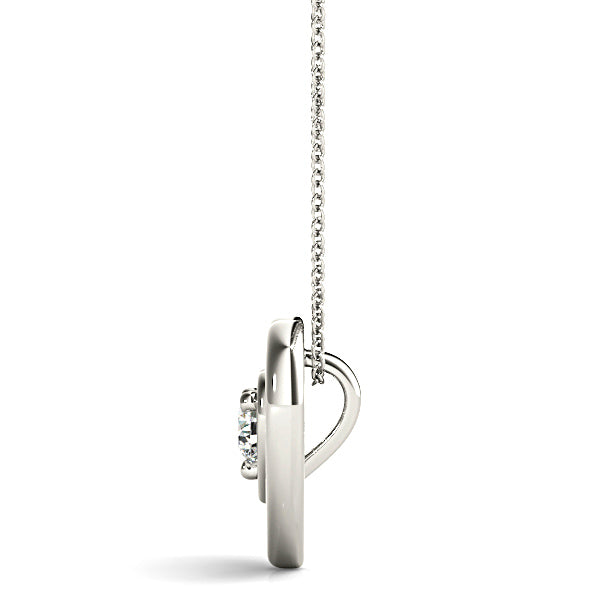 Double Hearth Framed Round Diamond Solitaire Necklace Pendant-VIRABYANI