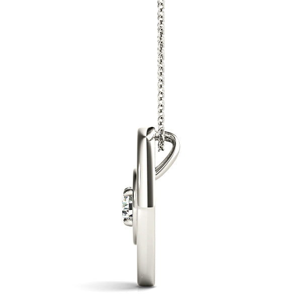 Double Oval Framed Round Diamond Solitaire Necklace Pendant-VIRABYANI