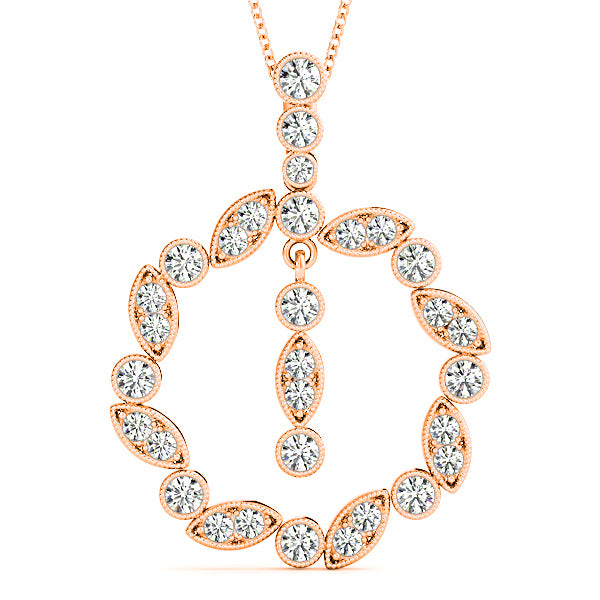 0.62 ctw Diamond Milgrain Circle Necklace Pendant-VIRABYANI