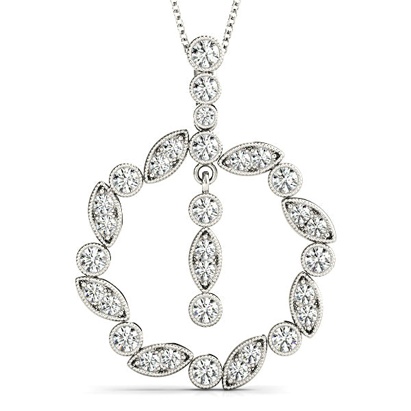 0.62 ctw Diamond Milgrain Circle Necklace Pendant-VIRABYANI