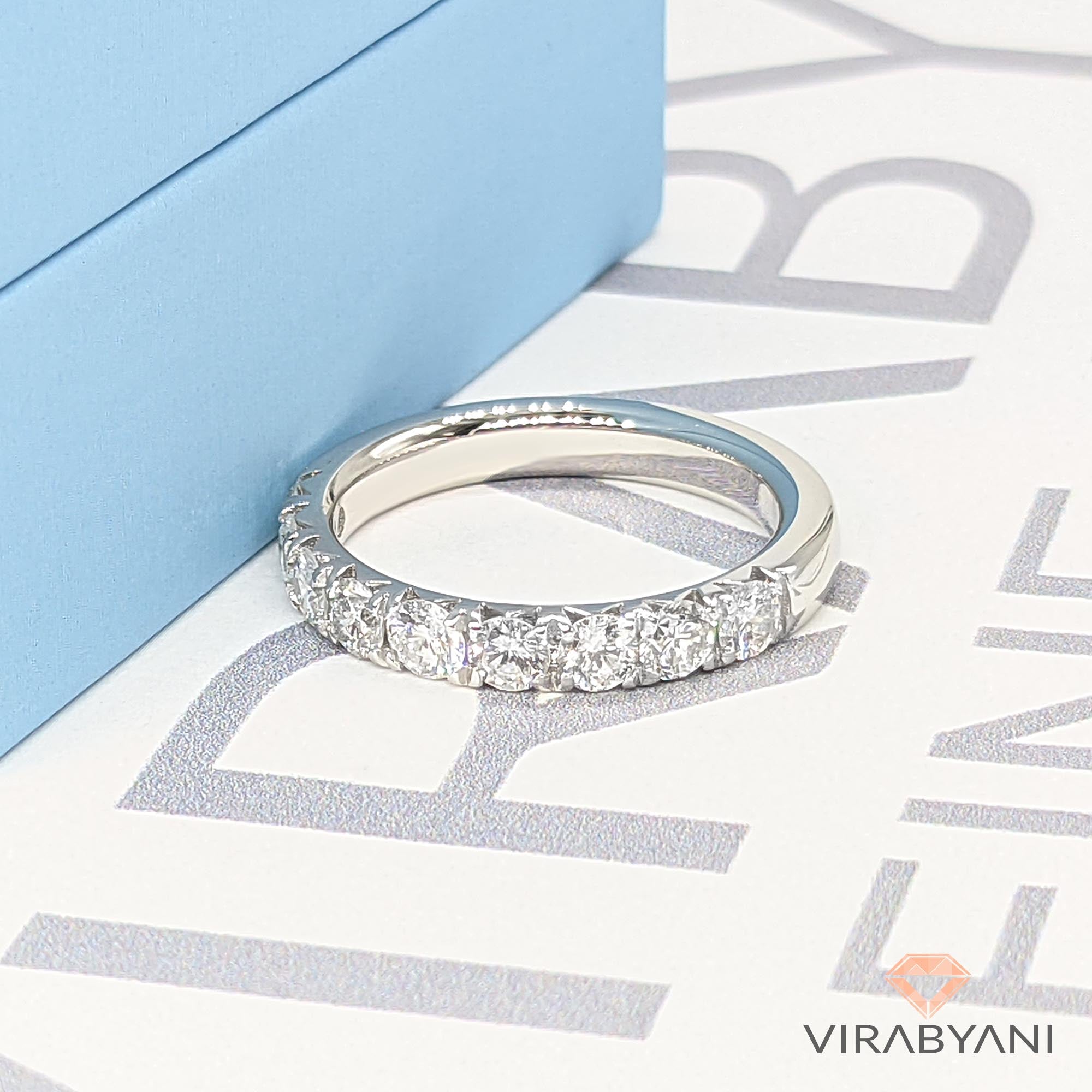 1.00 ct. French Pave Set Round Diamond Wedding Band-VIRABYANI