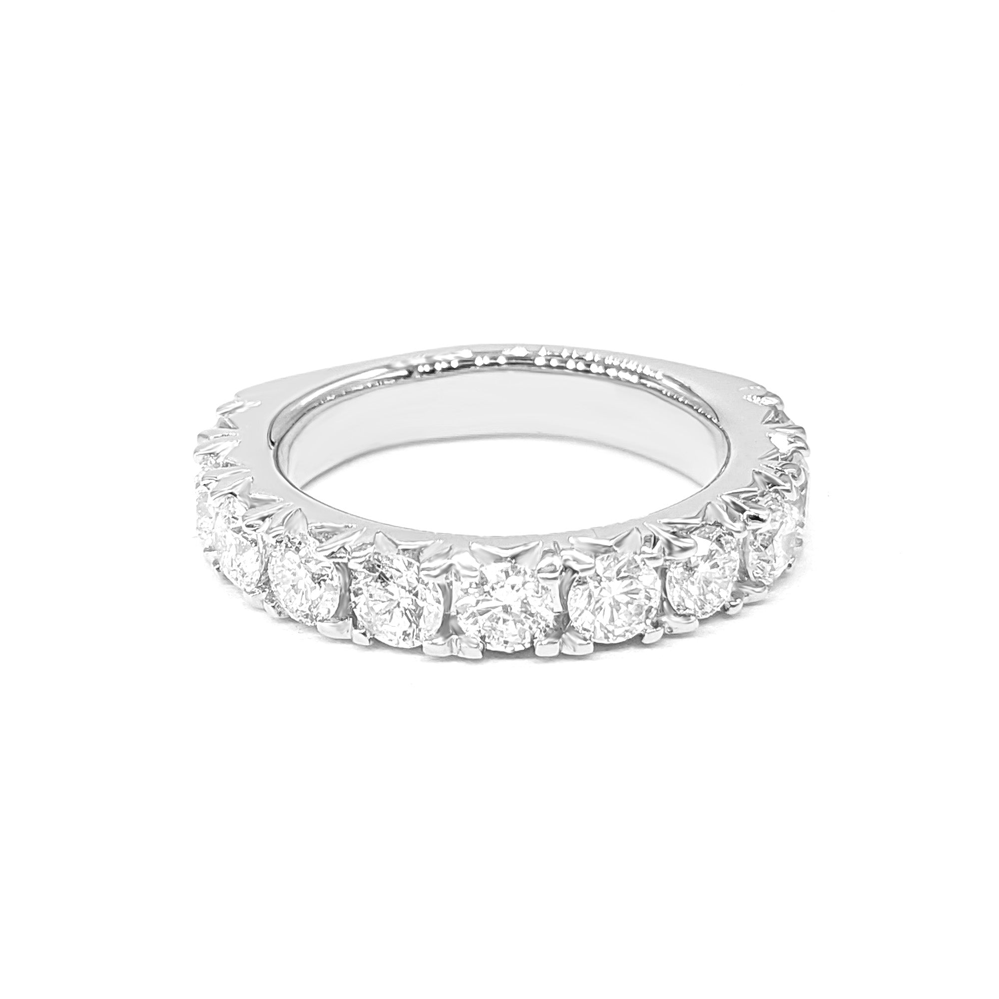 1.40 ct. French Pave Diamond Wedding Band 11 Stone Ring-VIRABYANI