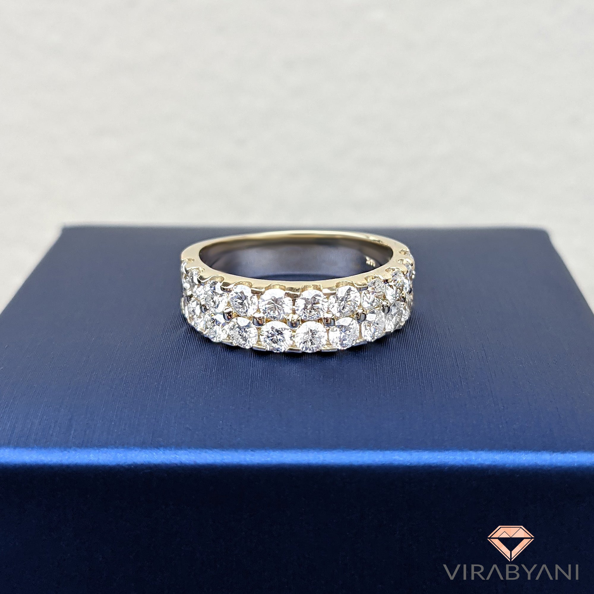 2.00 ct. Round Diamond Wedding Band Double Row Anniversary Ring-VIRABYANI