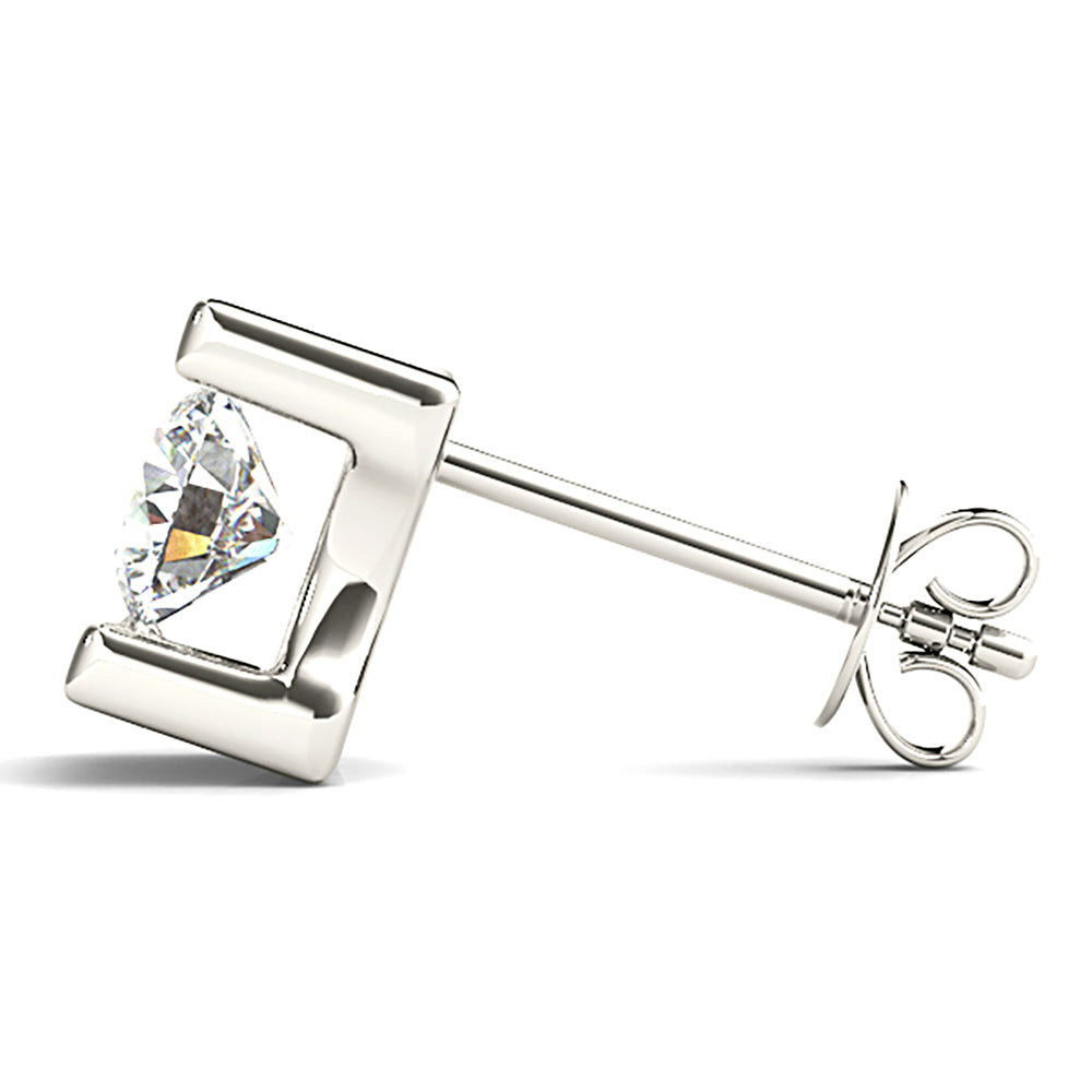 Modern Shiny Tention Round Diamond Stud Earrings-VIRABYANI