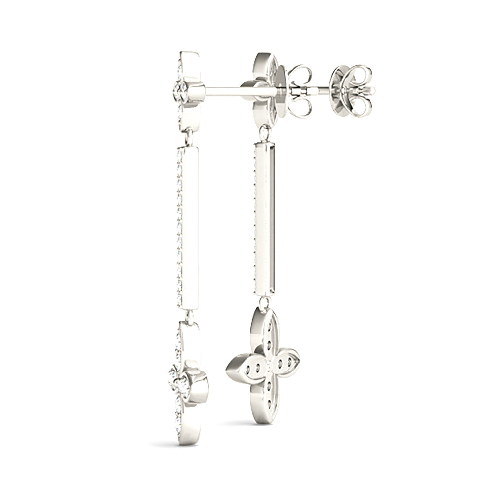 0.40 ctw Diamond Linear Drop Flower Earrings-VIRABYANI