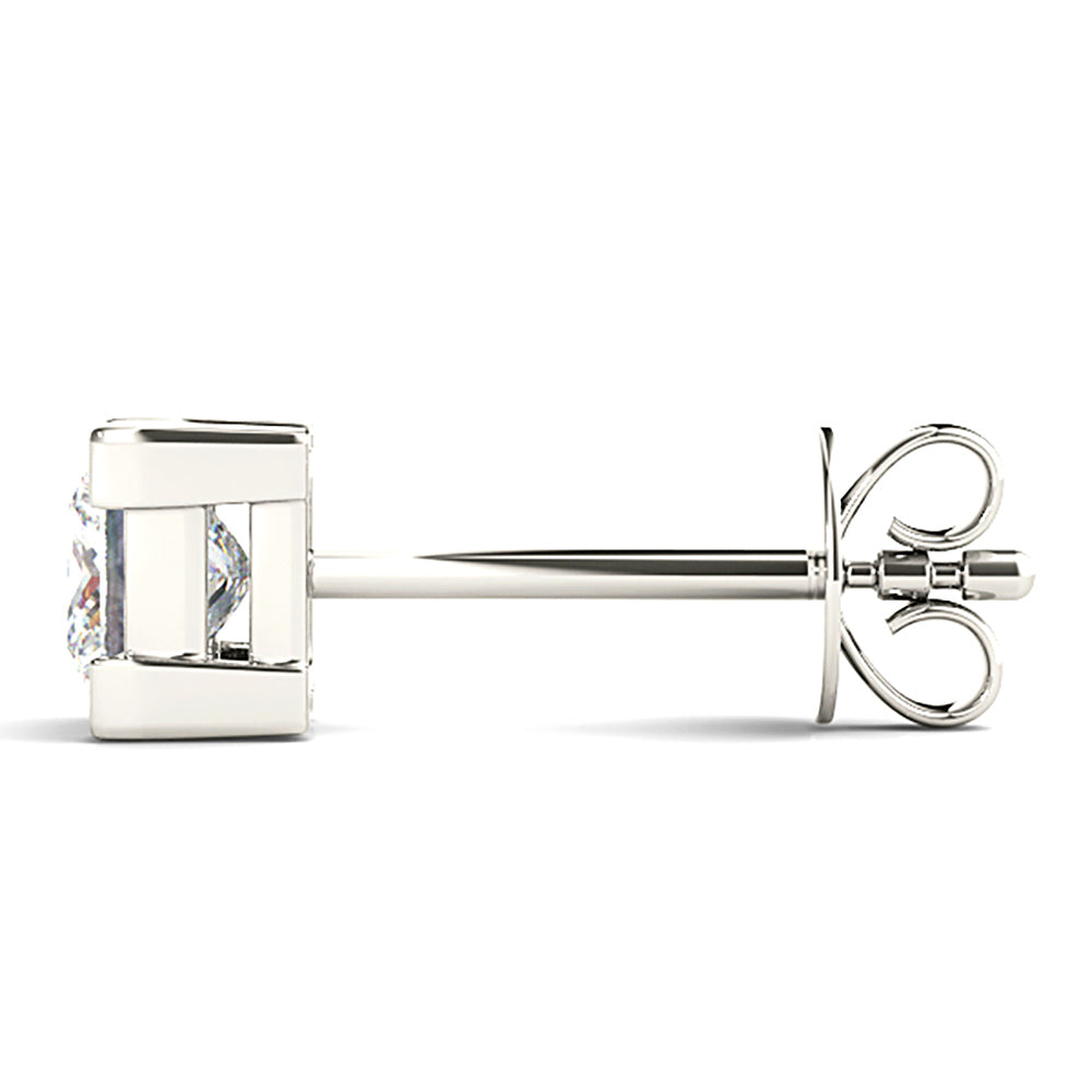 V Prong Princess Cut Diamond Stud Earrings-in 14K/18K White, Yellow, Rose Gold and Platinum - Christmas Jewelry Gift -VIRABYANI