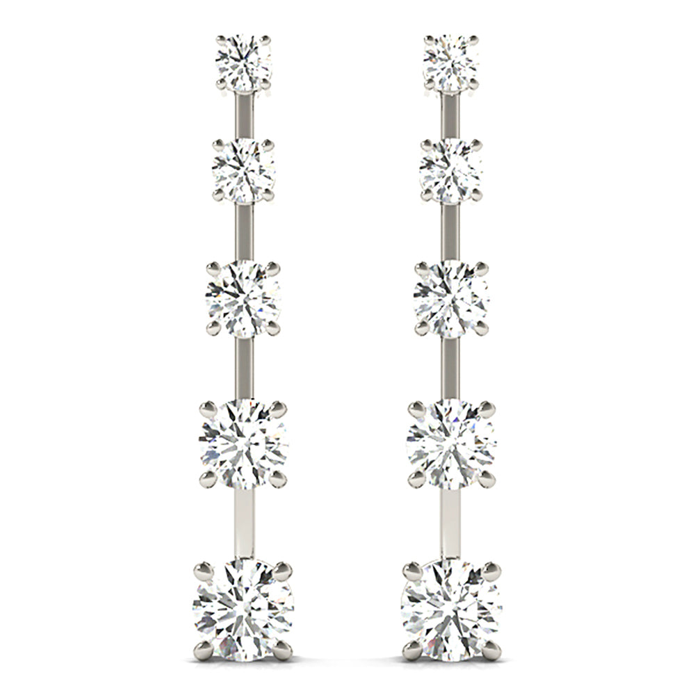2.00 ctw Diamond Drop Earrings Journey Style-in 14K/18K White, Yellow, Rose Gold and Platinum - Christmas Jewelry Gift -VIRABYANI