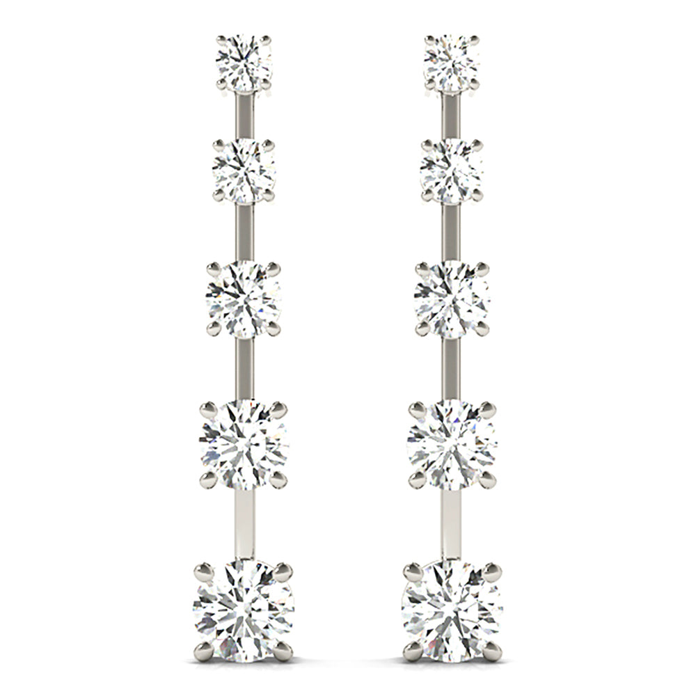 2.00 ctw Diamond Drop Earrings Journey Style-VIRABYANI