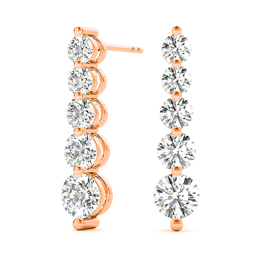 2.00 ctw Diamond Drop Earrings Journey Style-VIRABYANI