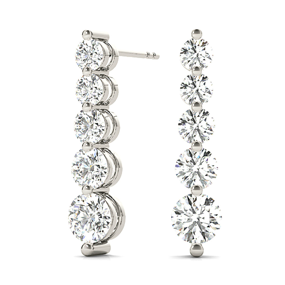 2.00 ctw Diamond Drop Earrings Journey Style-VIRABYANI