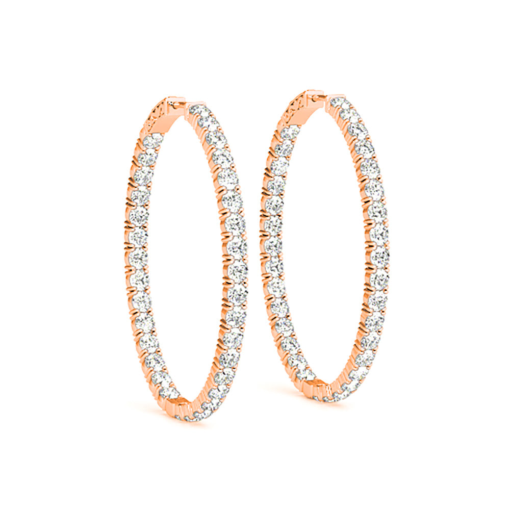 6.00 ctw Diamond Hoop Earrings Inside-Out Modern Style-in 14K/18K White, Yellow, Rose Gold and Platinum - Christmas Jewelry Gift -VIRABYANI