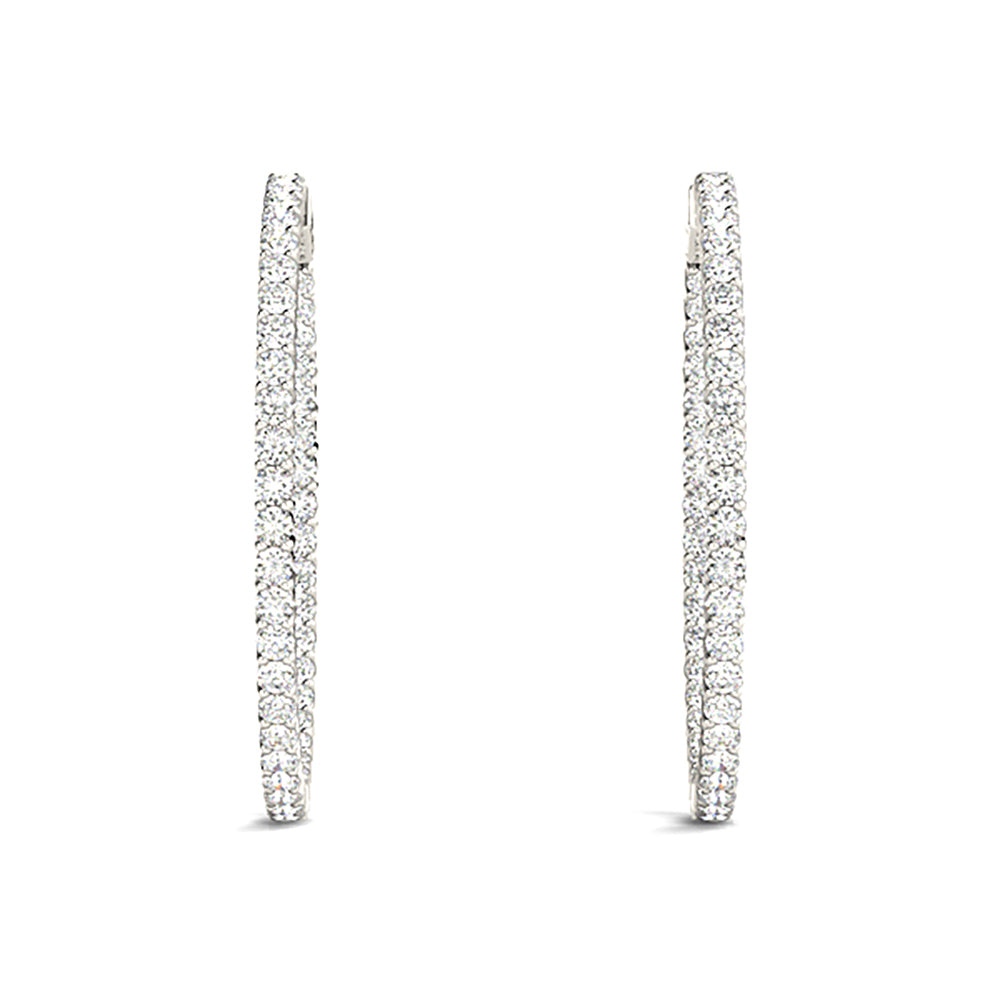 3.00 ctw Diamond Hoop Earrings Inside-Out Style Shared Prong Setting-in 14K/18K White, Yellow, Rose Gold and Platinum - Christmas Jewelry Gift -VIRABYANI