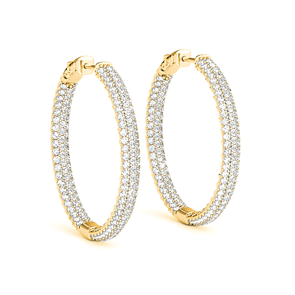 3.75 ctw Diamond Hoop Earrings Pave Set Inside-Out-in 14K/18K White, Yellow, Rose Gold and Platinum - Christmas Jewelry Gift -VIRABYANI