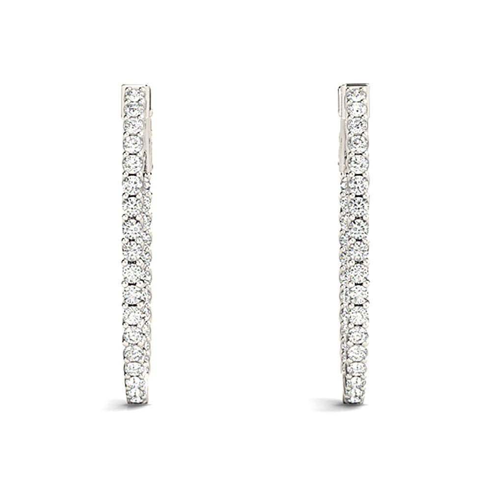 3.25 ctw Diamond Hoop Earrings Inside-Out Oval Shape-in 14K/18K White, Yellow, Rose Gold and Platinum - Christmas Jewelry Gift -VIRABYANI