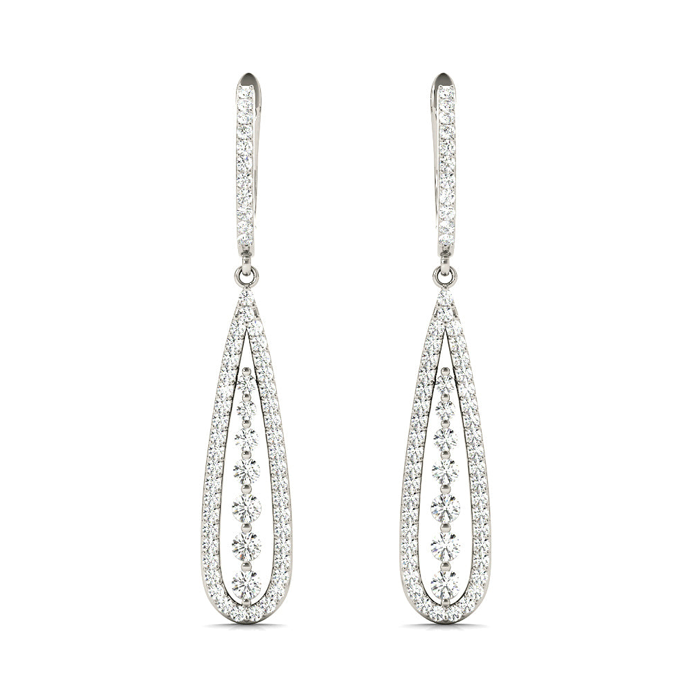 0.75 ctw Diamond Modern Tear Drop Shape Earrings-in 14K/18K White, Yellow, Rose Gold and Platinum - Christmas Jewelry Gift -VIRABYANI