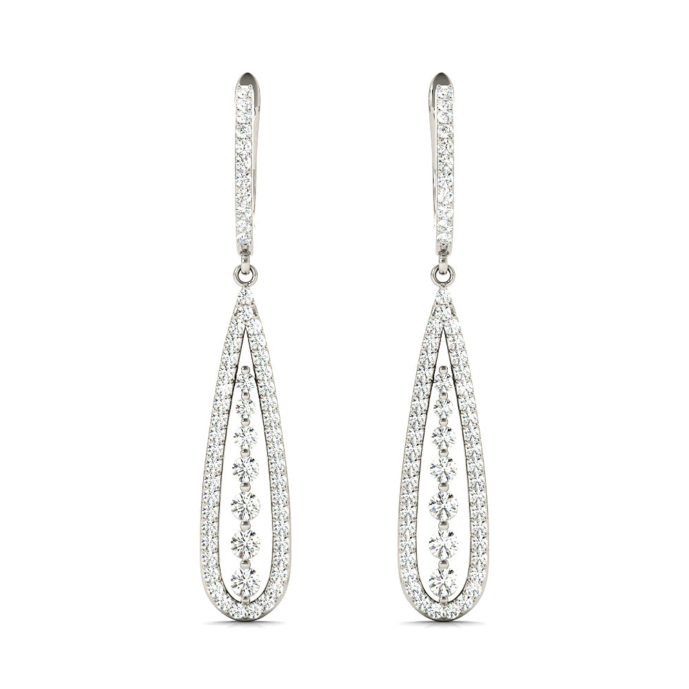 0.75 ctw Diamond Modern Tear Drop Shape Earrings-VIRABYANI