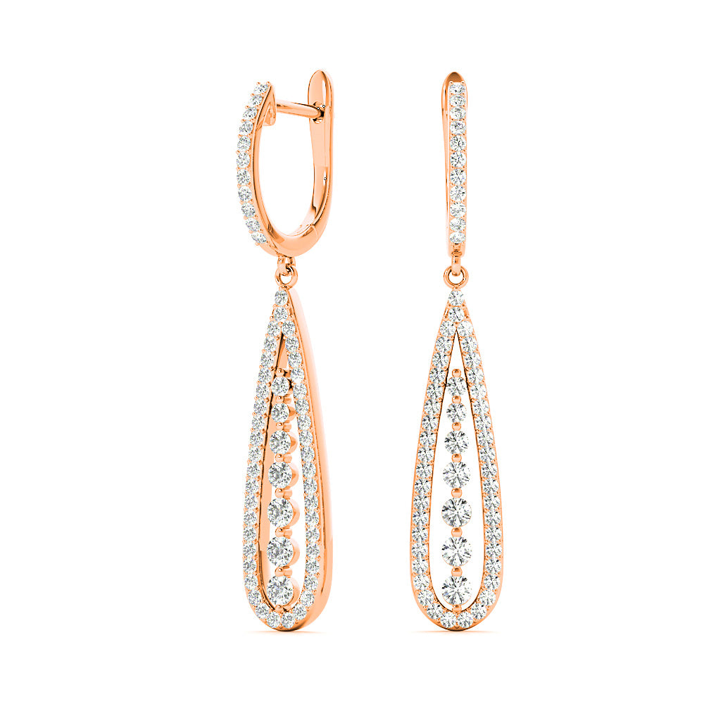 0.75 ctw Diamond Modern Tear Drop Shape Earrings-VIRABYANI
