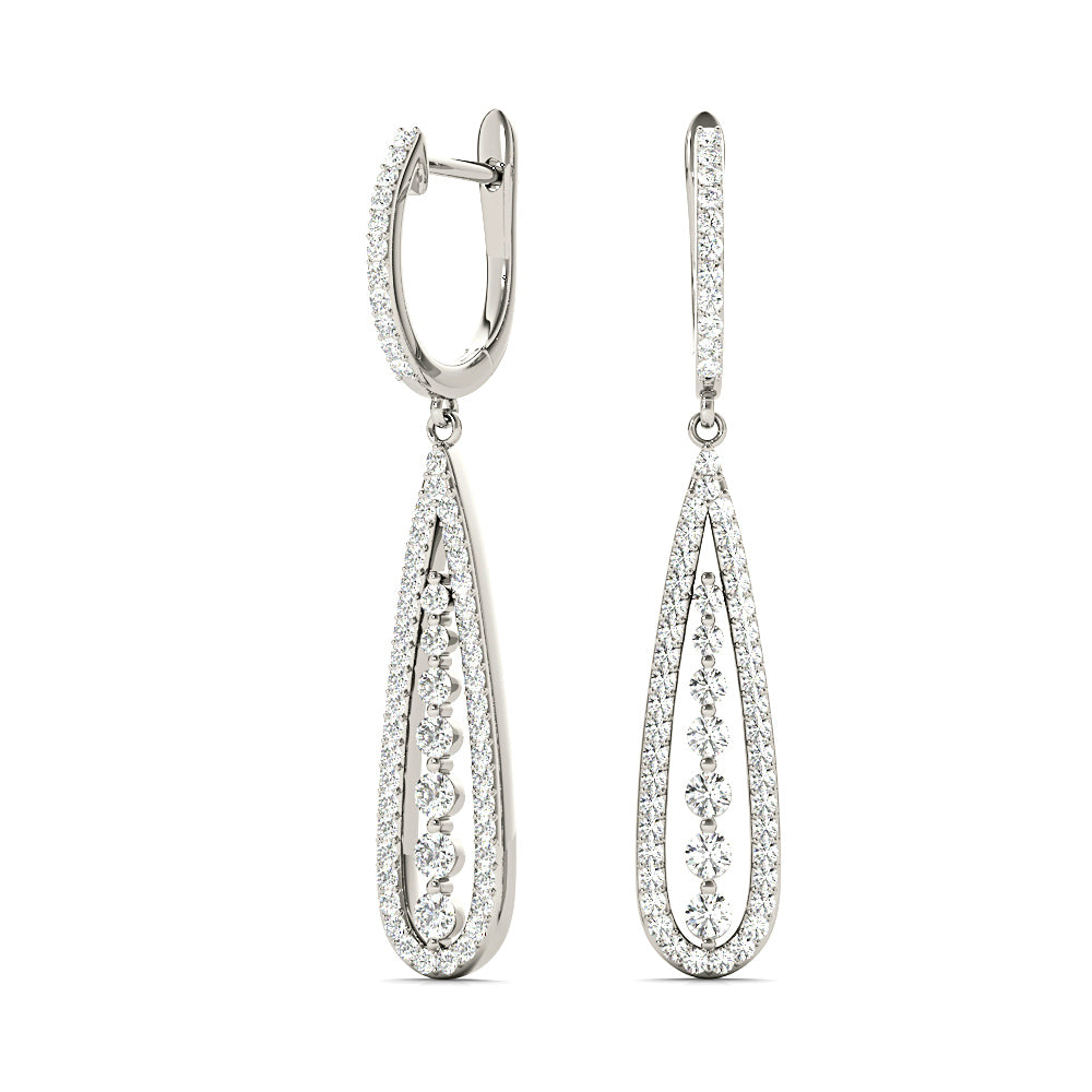 0.75 ctw Diamond Modern Tear Drop Shape Earrings-VIRABYANI
