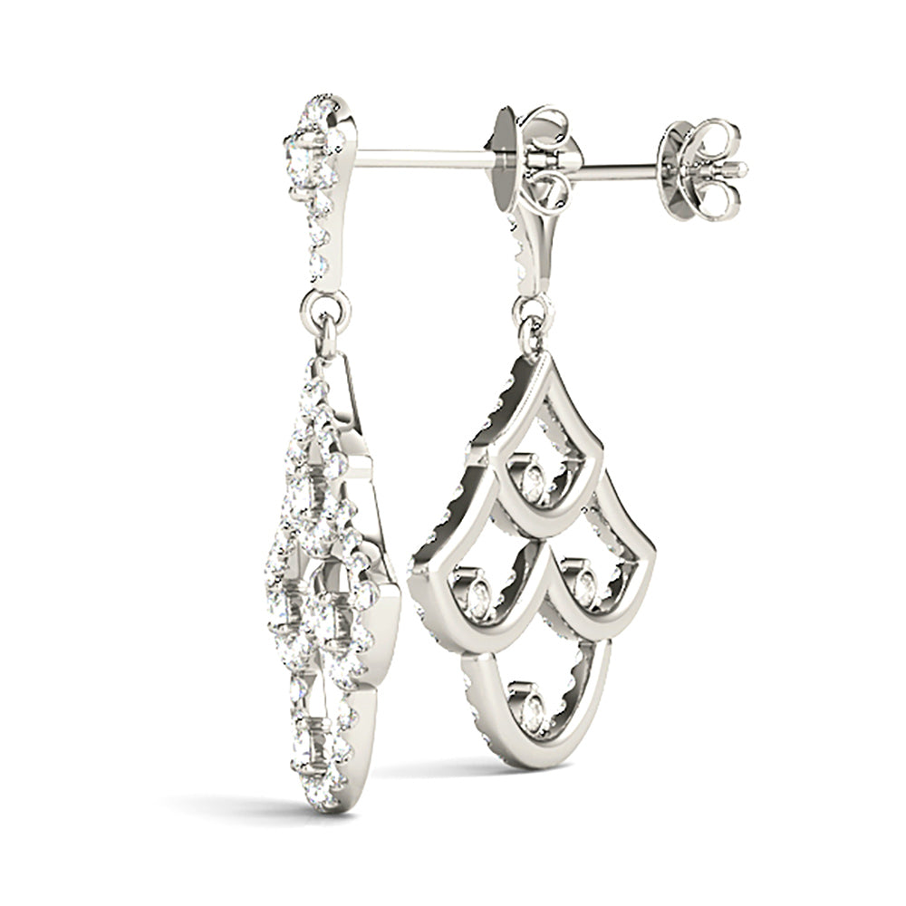 1.00 ctw Diamond Drop Earrings Modern Cocktail Style-VIRABYANI