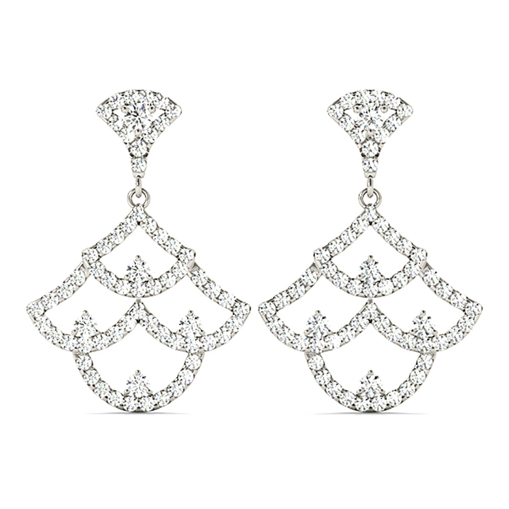 1.00 ctw Diamond Drop Earrings Modern Cocktail Style-VIRABYANI